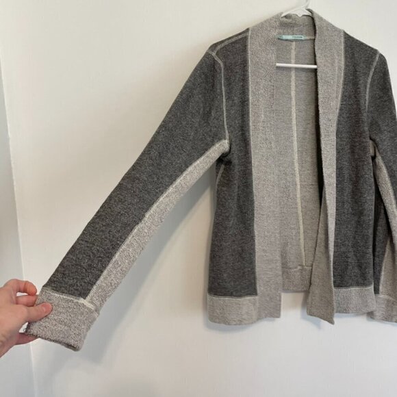 MAURICES Dark Gray Light Gray Colorblock Terry Cloth Open Front Cardigan Sweater - Picture 6 of 14